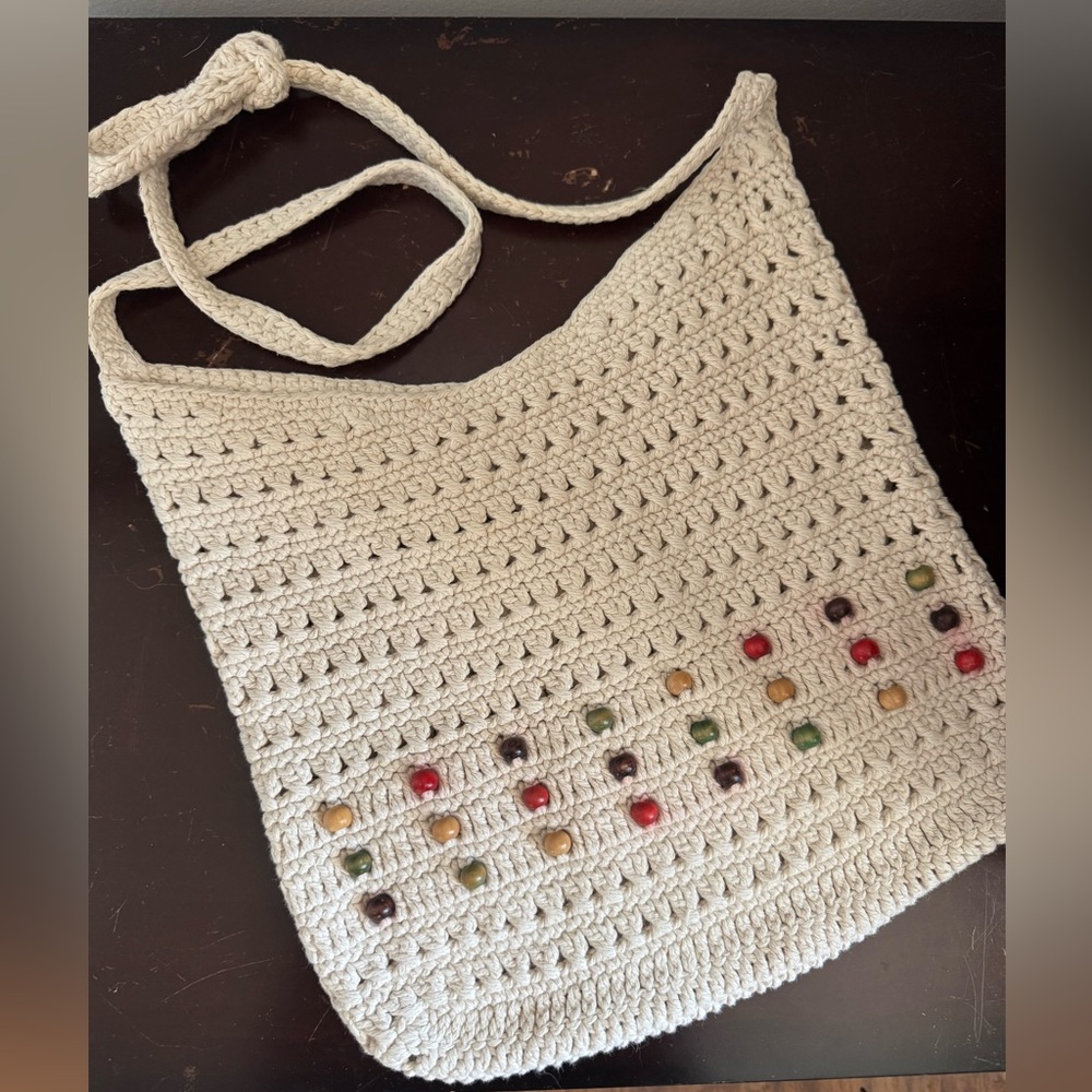 Crochet Shoulder/Crossbody Bag with Beaded Accents